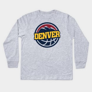 Retro-Inspired Denver Basketball Logo Kids Long Sleeve T-Shirt